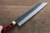 Seisuke Kurobeni Super Azul Martillado Kurouchi Kiritsuke Gyuto  210mm Mango de Madera de pakka roja - Japanny-SP