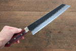 Seisuke Kurobeni Super Azul Martillado Kurouchi Kiritsuke Gyuto  210mm Mango de Madera de pakka roja - Japanny-SP