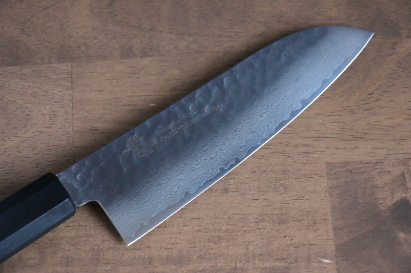 Sakai Takayuki Nanairo VG10 de 33 Capas Santoku  180mm Mango de Resina ABS (Laquerada negra) - Japanny-SP