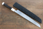 Sakai Takayuki Genbu Honyaki Acero Blanco No.2 Sakimaru Yanagiba  300mm Mango de Ebano con doble anillo de buffalo acuatico Con funda - Japanny-SP