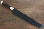 Sakai Takayuki Genbu Honyaki Acero Blanco No.2 Sakimaru Yanagiba  300mm Mango de Ebano con doble anillo de buffalo acuatico Con funda - Japanny-SP