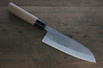 Seisuke Acero Azul No.2 Nashiji Santoku  165mm Mango de Castaña - Japanny-SP