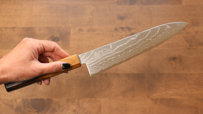 Kajin Acero Especial de Cobalto Damasco Gyuto  210mm Mango de Arce quemado (Mehakkaku) - Japanny-SP