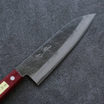 Seisuke Super Azul Martillado Santoku  165mm Mango de Madera de pakka roja - Japanny-SP