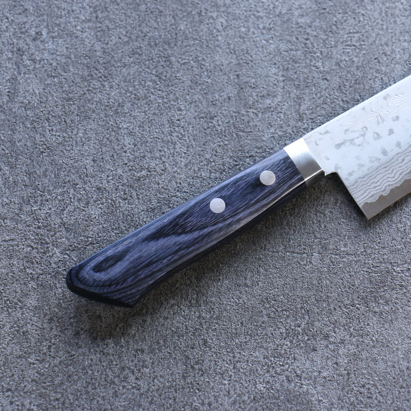 Kunihira Sairyu VG10 Damasco Santoku  170mm Mango de azul marino de pakka negra - Japanny-SP