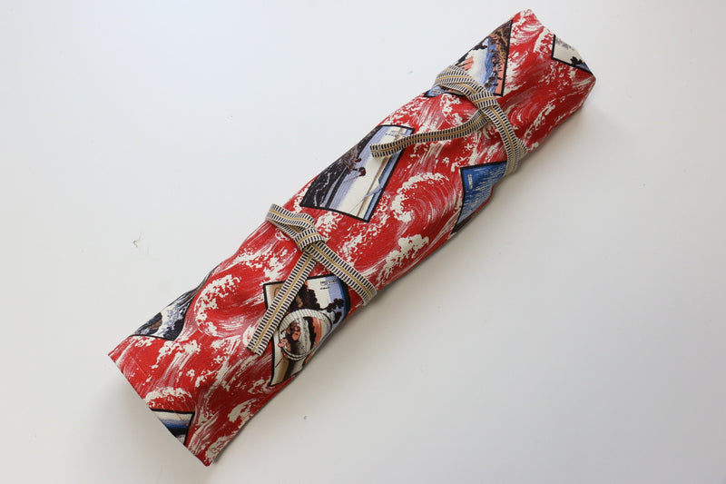 Japanese Style Knife Roll Akaukiyoe-Ura-Aofuji 4 Pockets - Japanny-SP