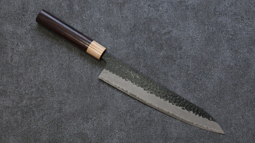 Seisuke Shitan Super Azul Martillado Kurouchi Gyuto  240mm Mango de Shitan - Japanny-SP