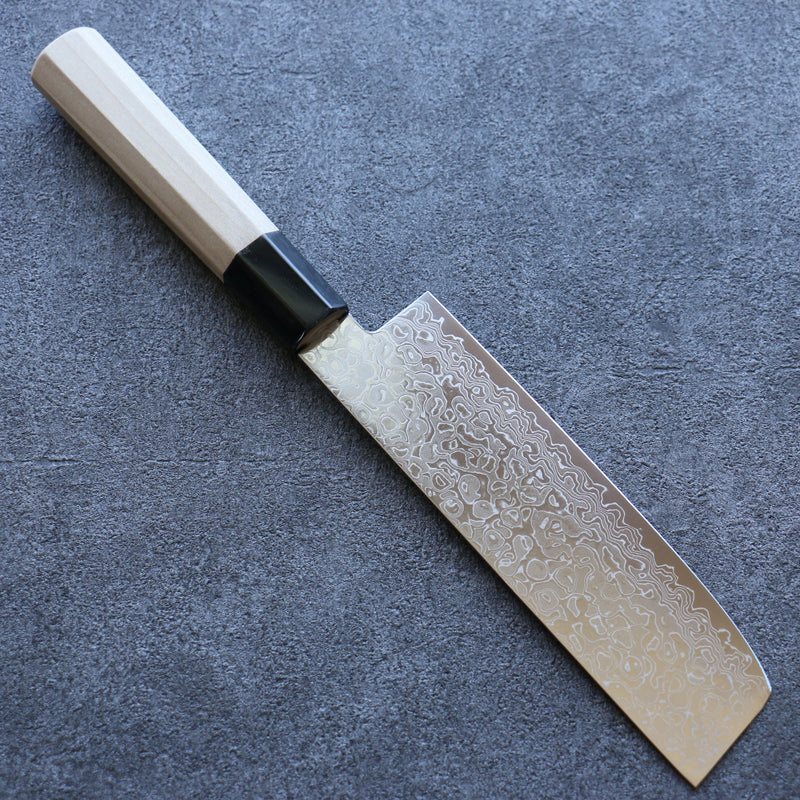 Misuzu AUS10 Damasco Terminado Migaki Nakiri  165mm Mango de Magnolia - Japanny-SP