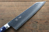 Seisuke Aotsuchi AUS10 Martillado Kiritsuke Santoku  195mm Mango de Madera de pakka azul - Japanny-SP