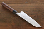 Shungo Ogata Acero Blanco No.2 Damasco Terminado Migaki Santoku  180mm Mango de Shitan - Japanny-SP