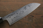 Shungo Ogata Acero Blanco No.2 Damasco Terminado Migaki Santoku  180mm Mango de Shitan - Japanny-SP