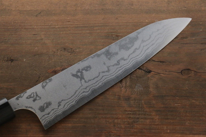 Shungo Ogata Acero Blanco No.2 Damasco Terminado Migaki Gyuto  210mm Mango de Shitan - Japanny-SP