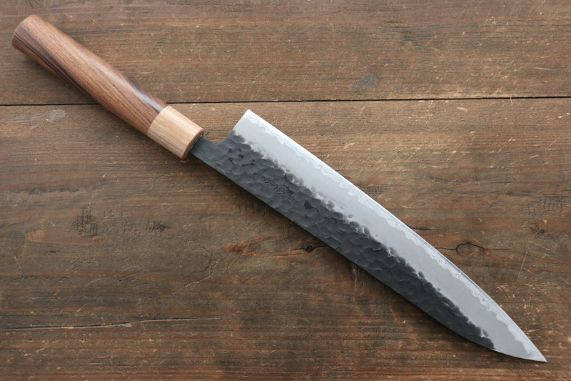 Seisuke Kokubyaku Super Azul Martillado Gyuto  240mm Mango de Morado - Japanny-SP