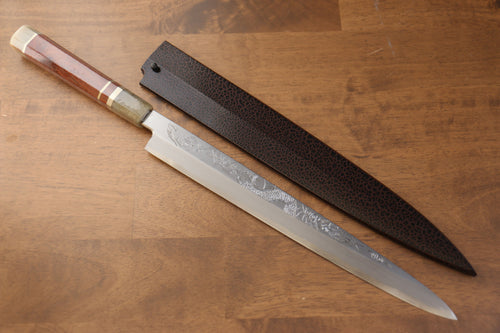 Sakai Takayuki Tenryu Uzushio Acero Azul No.2 Grabado de Dragón Yanagiba  300mm Mango de Madera de ebano rojo  con Funda - Japanny-SP