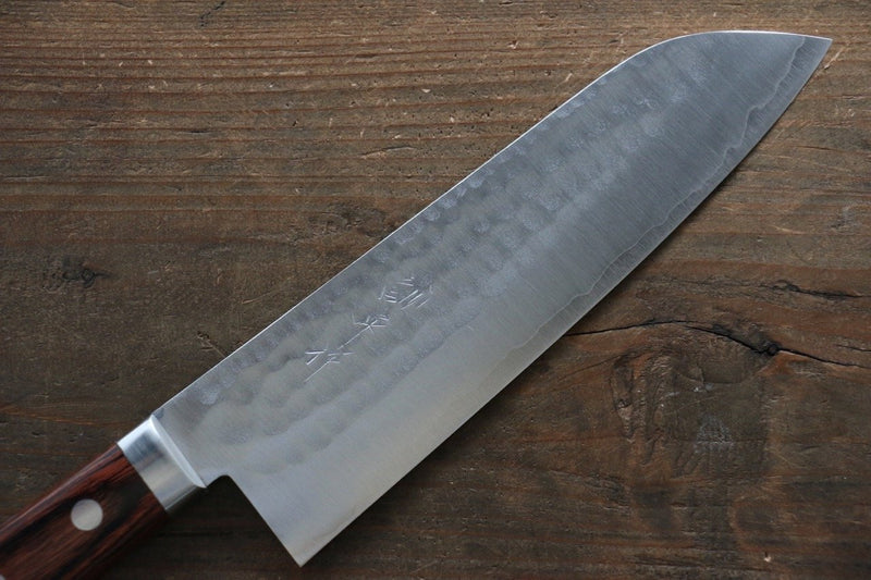 Kunihira Tanzo VG1 Martillado Santoku  170mm Mango de Caoba - Japanny-SP