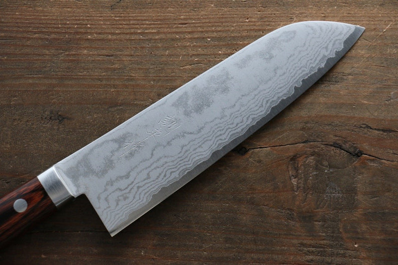 Kunihira Tanzo VG1 Damasco Santoku  170mm Mango de Caoba - Japanny-SP