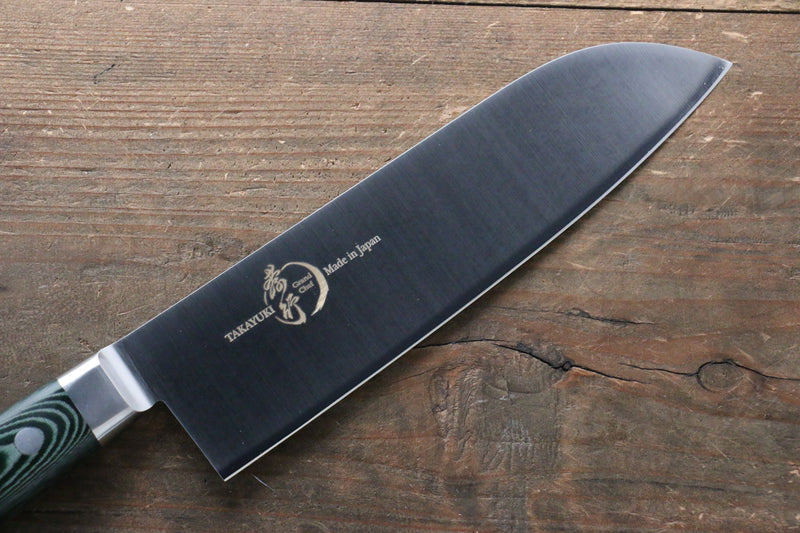 Sakai Takayuki Gran Chef Gran Chef Acero Sueco Santoku 180mm Mango de Micarta verde - Japanny-SP