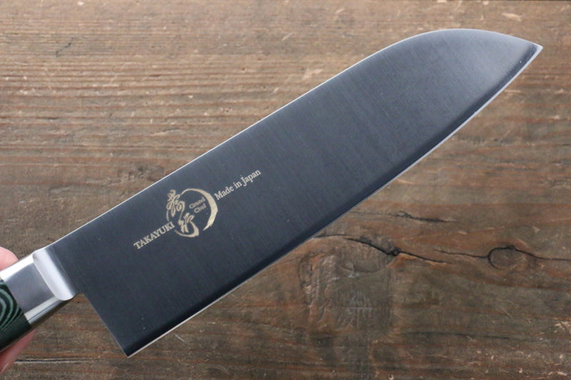 Sakai Takayuki Gran Chef Gran Chef Acero Sueco Santoku 180mm Mango de Micarta verde - Japanny-SP