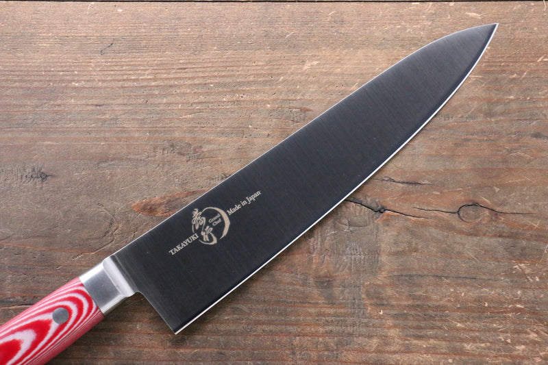 Sakai Takayuki Gran Chef Gran Chef Acero Sueco Gyuto 210mm Mango de Micarta Roja - Japanny-SP