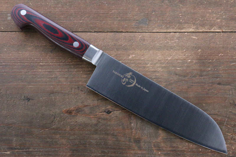 Sakai Takayuki Gran Chef Gran Chef Acero Sueco Santoku 180mm Mango de Micarta cafe - Japanny-SP