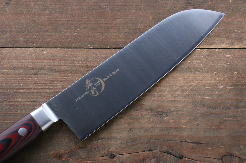 Sakai Takayuki Gran Chef Gran Chef Acero Sueco Santoku 180mm Mango de Micarta cafe - Japanny-SP