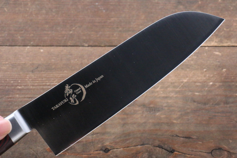 Sakai Takayuki Gran Chef Gran Chef Acero Sueco Santoku 180mm Mango de Micarta cafe - Japanny-SP