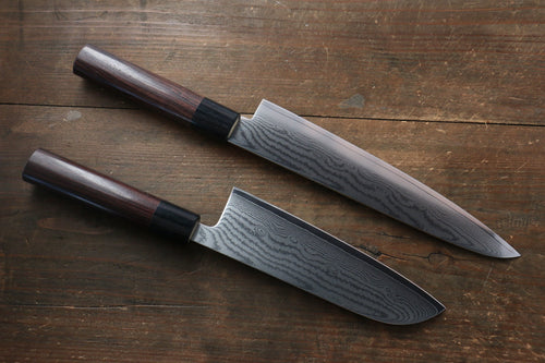 Seisuke Damasco VG10 de 63 capas Santoku 165mm y Gyuto 210mm Set de cuchillos de cocinero Japoneses - Japanny-SP