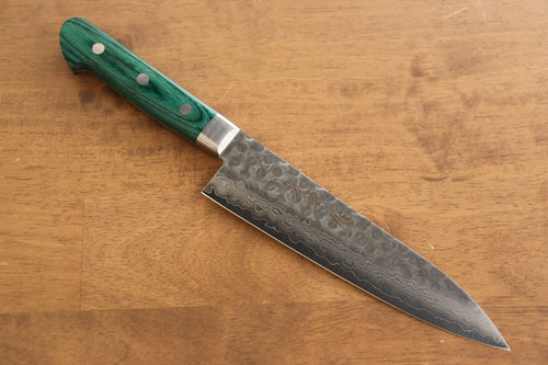 Sakai Takayuki VG10 Damasco de 17 Capas Gyuto  180mm Mango de Madera de pakka verde - Japanny-SP