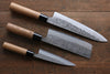 Seisuke Blue Steel No.2 Nashiji Gyuto, Nakiri, Petty Japanese Chef Knives Set - Japanny-SP