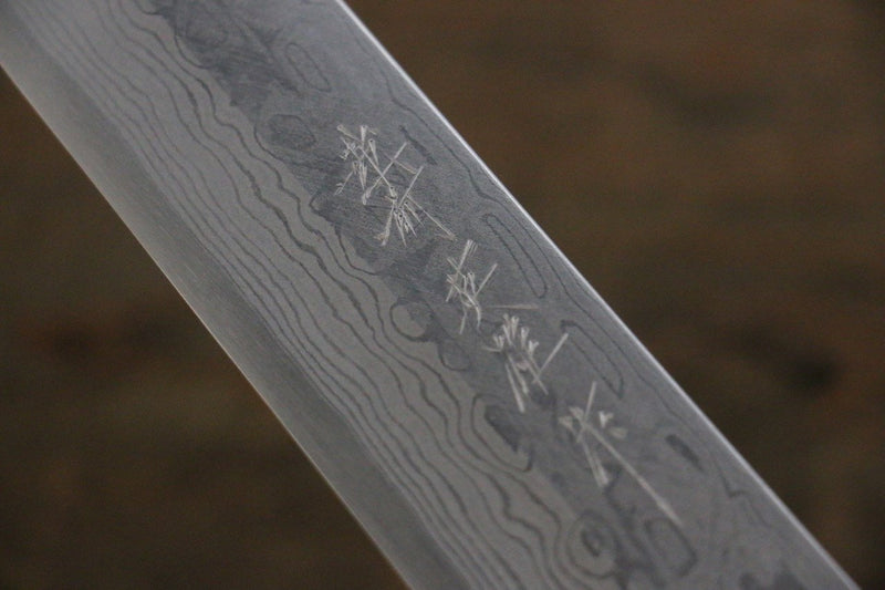 Hideo Kitaoka [Para zurdos] Acero Blanco No.2 Damasco Kiritsuke Yanagiba  240mm Mango de Shitan - Japanny-SP