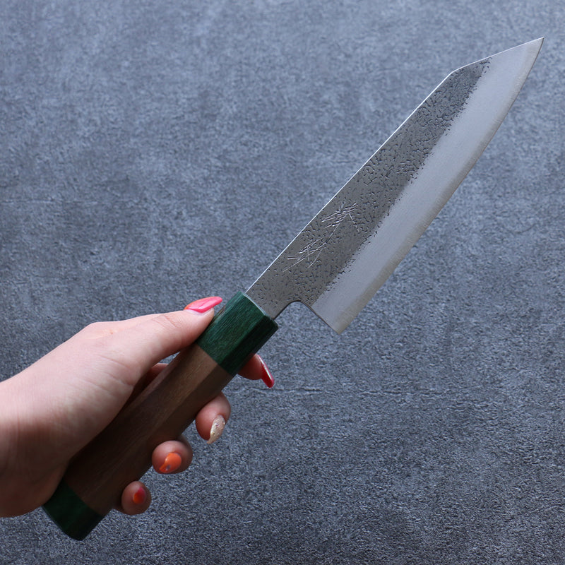 Seisuke Super Azul Martillado Bunka  165mm Mango de Nogal(doble anillo de pakka verde) - Japanny-SP