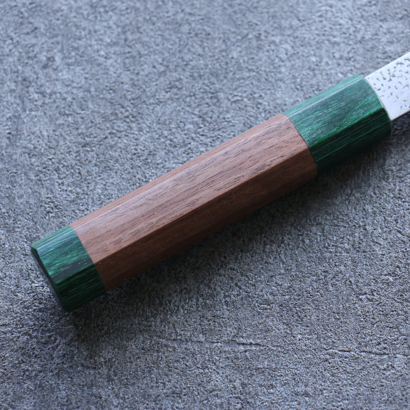 Seisuke Super Azul Martillado Bunka  185mm Mango de Nogal(doble anillo de pakka verde) - Japanny-SP