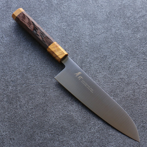 Sakai Takayuki Joya Topacio VG1 Santoku  180mm Mango de Wenge (Doble Aro Amarillo) - Japanny-SP