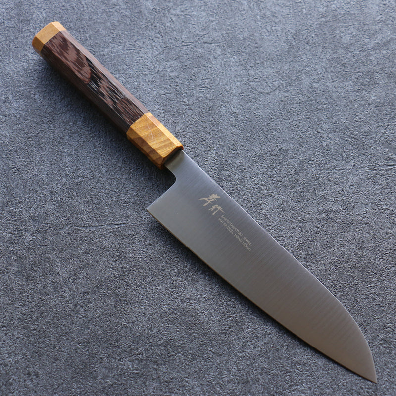 Sakai Takayuki Joya Topacio VG1 Santoku  180mm Mango de Wenge (Doble Aro Amarillo) - Japanny-SP