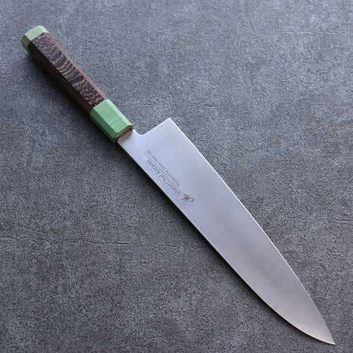 Sakai Takayuki Antarés Esmeralda Uddeholm Acero Inoxidable Sueco Gyuto  240mm Mango de Wenge (Doble Aro Verde) - Japanny-SP