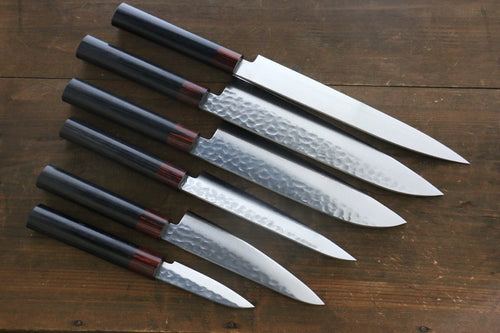 Iseya VG10 33 Layer Damascus Japanese Petty 80mm, Petty 150mm, Santoku, Small Santoku Gyuto 210mm & Sushi Chef Knife 210mm Set - Japanny-SP