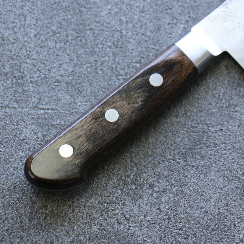 Seisuke Acero de Plata No.3 Nashiji Santoku  180mm Mango de Madera de Pakka Cafe - Japanny-SP