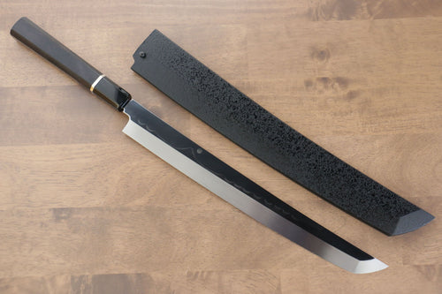 Sakai Takayuki Fujisan Acero Blanco No.2 Honyaki Sakimaru Yanagiba  300mm Mango de Ebano con anillo Con funda - Japanny-SP