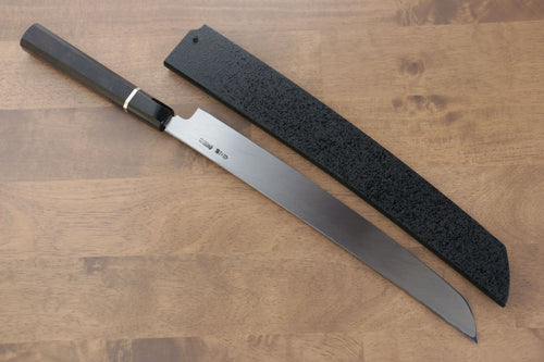 Sakai Takayuki Fujisan Acero Blanco No.2 Honyaki Sakimaru Yanagiba  300mm Mango de Ebano con anillo Con funda - Japanny-SP