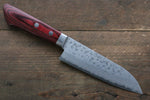 Kunihira Sairyu VG10 Damasco Santoku pequeno  135mm Mango de Madera de pakka roja - Japanny-SP