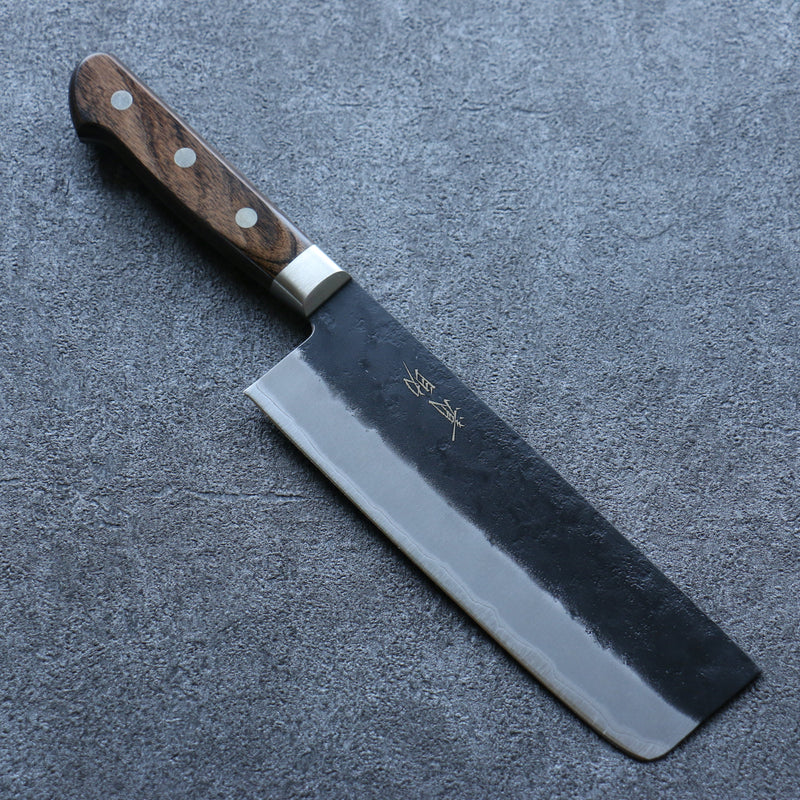 Seisuke Super Azul Negro Nakiri  165mm Mango de Madera de Pakka Cafe - Japanny-SP