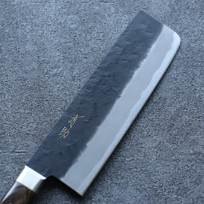 Seisuke Super Azul Negro Nakiri  165mm Mango de Madera de Pakka Cafe - Japanny-SP