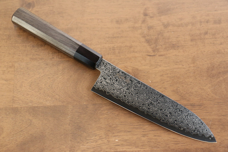 Kanjyo VG10 Damasco Santoku  180mm Mango de Madera de Pakka Gris - Japanny-SP