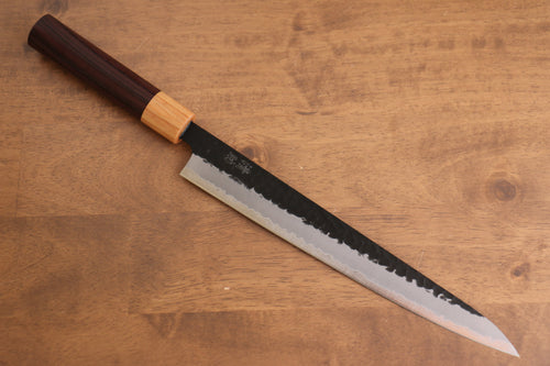 Seisuke Kokubyaku Super Azul Martillado Kurouchi Sujihiki  240mm Mango de Shitan - Japanny-SP