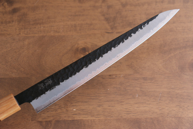 Seisuke Kokubyaku Super Azul Martillado Kurouchi Sujihiki  240mm Mango de Shitan - Japanny-SP