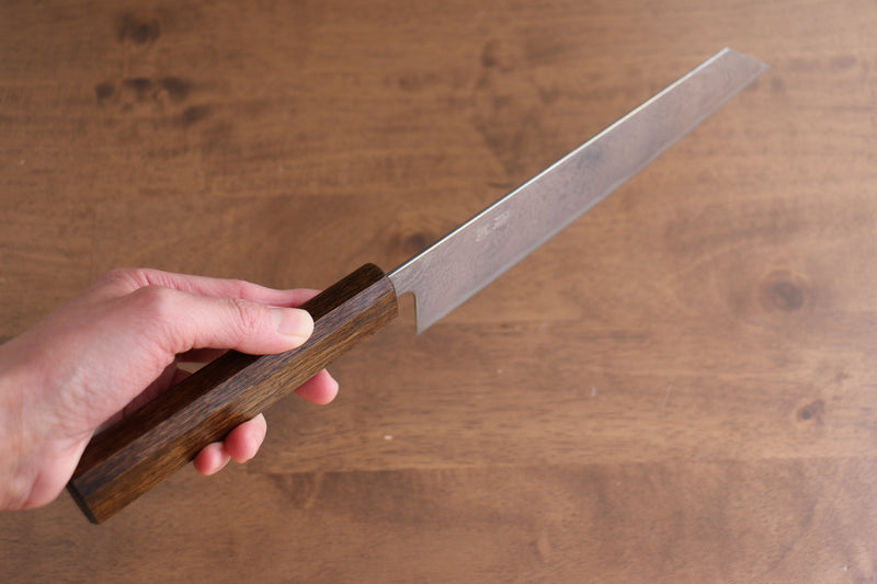 Seisuke Nami AUS10 Damasco con Terminado de Espejo Kiritsuke Gyuto  210mm Mango de Roble - Japanny-SP