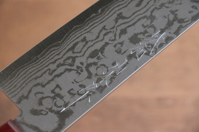 Nao Yamamoto VG10 Damasco Santoku  170mm Mango de Madera de pakka roja - Japanny-SP