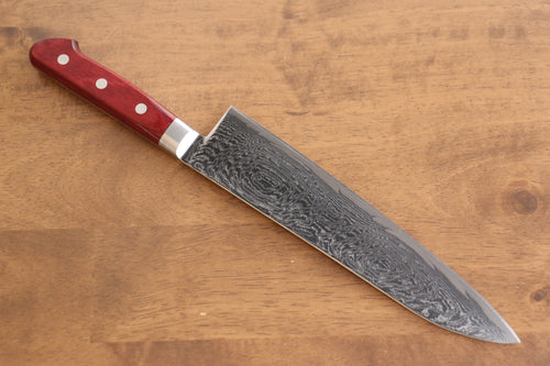 Seisuke Nami AUS10 Damasco con Terminado de Espejo Gyuto  210mm Mango de Madera de pakka roja - Japanny-SP