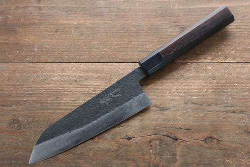 Takayuki Iwai Super Azul Kurouchi Martillado Santoku  165mm Mango de Shitan - Japanny-SP