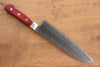 Seisuke Nami AUS10 Damasco con Terminado de Espejo Santoku 180mm Mango de Madera de pakka roja - Japanny-SP